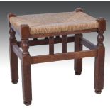 A Cotswold School rush dressing stool, c