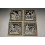 A group of six Minton tiles, designed by