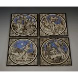 A set of twelve Minton tiles, designed by John Moyr Smith, circa 1890, "Idylls of the King" series,