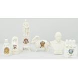 Arcadian crested china model, Three Wise Monkeys, Lucky White Heather from Rudyard, height 8cm,