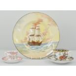 Royal Doulton series ware plate, The HMS Victory, a Royal Crown Derby pin dish, a coffee cup and