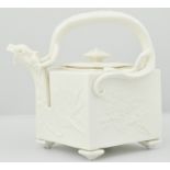 Worcester Japanese teapot, likely modelled by Hadley circa 1875, of square form,