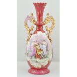 Late 19th Century Viennese two handled vase, transfer printed design, after Angelica Kaufmann,