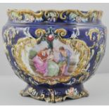 Victorian Majolica style jardiniere with printed panels, height 22cm.