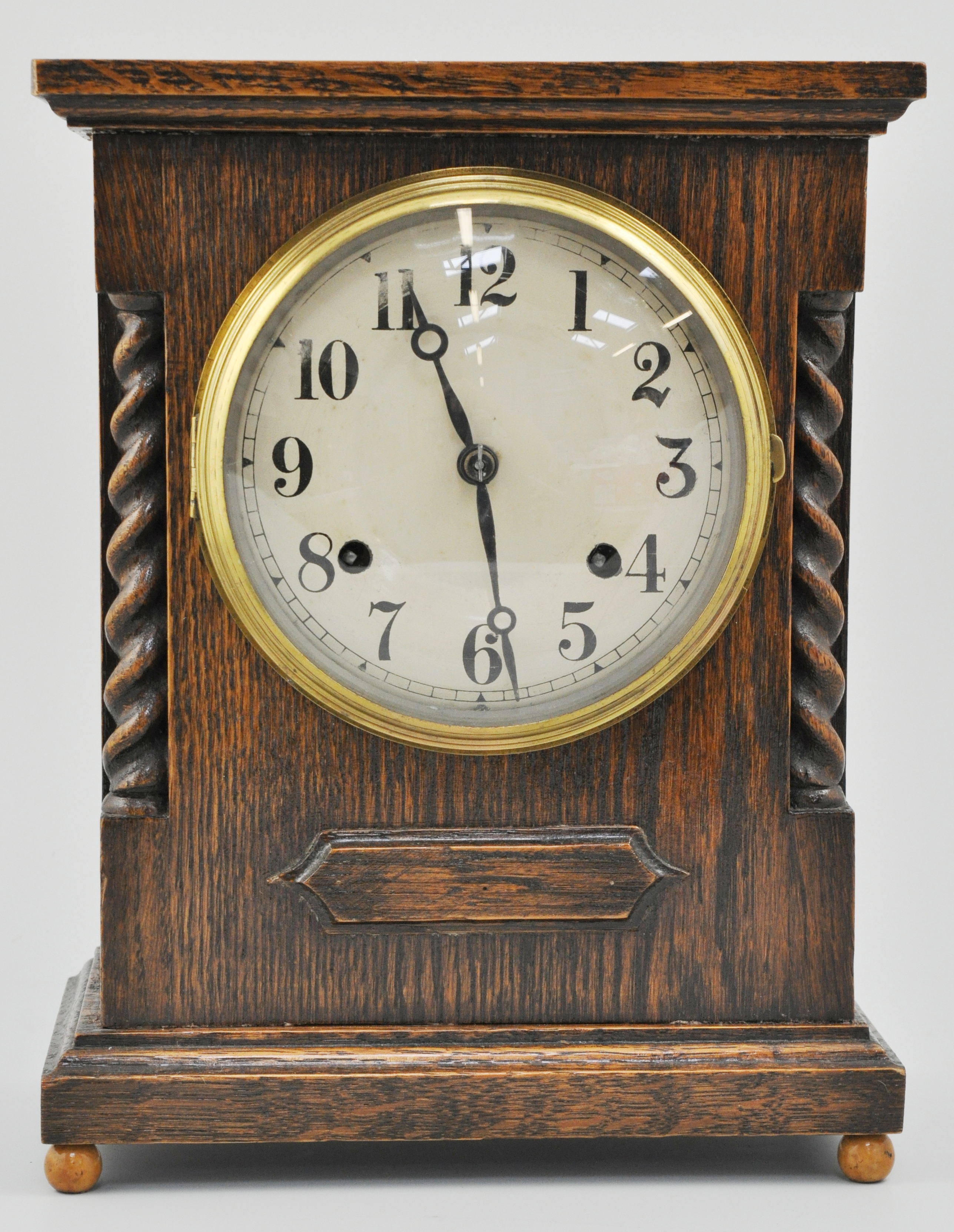 Oak cased mantel clock, together with Night Watchman clocks (3).