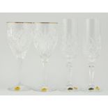 Set of Bohemia crystal Champagnes, and other various cut glass wares, (2 boxes).