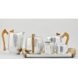 Six piece Picquot ware tea set, including two tea pots, a coffee pot a milk jug,