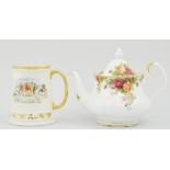 Royal Albert Old Country Roses tea pot, and other various teaware and china, (3 boxes).