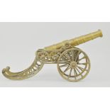 Brass model of a cannon, and other brassware, various, (1 box).