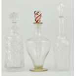 Cut glass mallet shape decanter, and other various cut glass decanters, etc, (1 box).