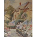 Sidney Gardner, "A Cottage Garden, signed, watercolour, 34cm x 24cm.