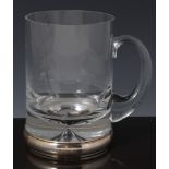 Cut glass and silver footed mug, Birmingham, modern, 14cm.