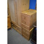 Pair of striped oak three drawer pedestals, width 36cm.