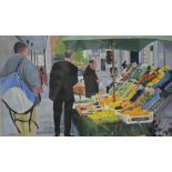Derek Croft, "Fruit Market, Deansgate, Manchester", monogrammed and dated '06, acrylic, 26cm x