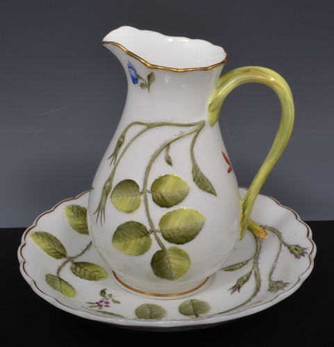 Royal Worcester bone china pear shape jug, a Blind Earl pattern, 14cm,