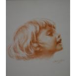 French school, Study of an elderly lady, charcoal and pastel, indistinctly signed, together with a