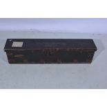 Painted pine sword box, inscribed Ensgn Grey Hazlerigg, 48th Reg, 1837/8 length 117cm.