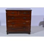 Edwardian stained wood chest of drawers, fitted with two short and three long drawers, width 105cm.