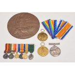 Medals:  WW1 pair to 17436 PTE.W.J.SUTTON.NORTH'N.R with a bronze memorial plaque to WALTER JOHN