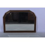 Reproduction simulated yew wood overmantel mirror, bevelled plate, width 102cm, a framed