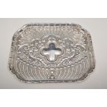 Edwardian silver dressing table tray, London 1901, shape rectangular form, embossed gadroon and