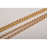 9ct multi strand cable twist necklace, and a 9ct belcher link necklace (2).