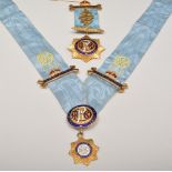 RAOB interest: 9ct hallmark gold and enamel Roll of Honour medal and a sash.