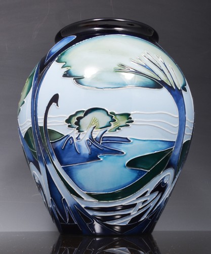 Moorcroft ovoid vase, Knypersley 2003, designed by Emma Bossons, 22cm, boxed.