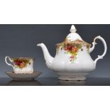 Collection of Royal Albert bone china teaware and dinnerware, Old Country Roses pattern.