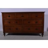 Victorian mahogany long chest, fitted with seven drawers, each with ebony banding, length 158cm.