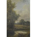 F Walters, River landscape, signed, oil on canvas, 60cm x 41cm.