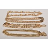 Collection of four 9ct gold fancy link bracelets.