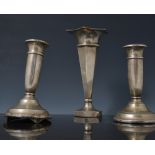 Silver trumpet shape vase, Birmingham 1919, hexagonal section, 17cm, a pair of small silver