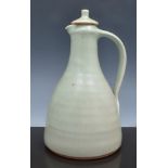 Leach pottery jug and cover, circa 1970, stoneware, pale olive glaze, impressed Leach pottery seal,