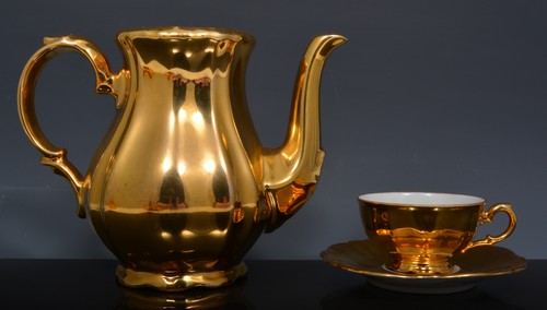 Bavarian gold ground porcelain coffee service.