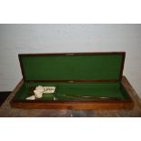 Victorian mahogany gun case, width 82cm and contents.