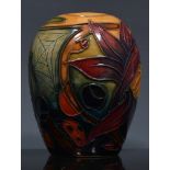 Small Moorcroft ovoid vase, Hartgring 2002, designed by Emma Bossons, 10cm.