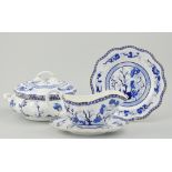 Coalport blue Indian Tree pattern part dinner service, compromising of two lidded terrines,