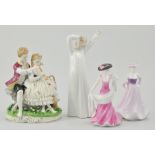 Coalport figure, April and Debutants Lovetta, a Nao figure of a child and other Continental figures,