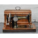 Frister and Rossmann mahogany cased sewing machine,