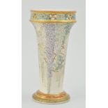 Japanese trumpet shape Satsuma vase, decorated with wisteria, height 15cm.