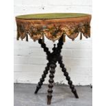 Victorian bobbin-turned gypsy table, circular top, height 66cms.