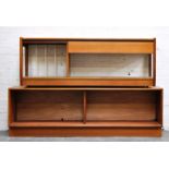 Teak low sideboard and a similar record cabinet, (2).