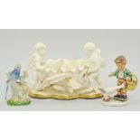 Pair of cherub table centres, and a large collection of decorative ceramics, (5 boxes).