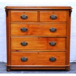 Victorian mahogany chest of drawers, two short and three long drawers, bun feet, height 106cms,