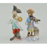 Dresden porcelain Monkey Band figure of a Horn player, perhaps late 19th Century,