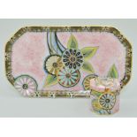 Carltonware tray, "Wagon Wheels" pattern, pink ground,