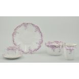 Foley part teaset, Lavender floral decoration, to include two large cake plates, twelve cups,