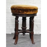 Victorian revolving piano stool, with upholstered seat,
