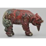 Chinese Kangxi lion dog, (possibly 1662-1722), lacking rider, (restored), height 22cms.